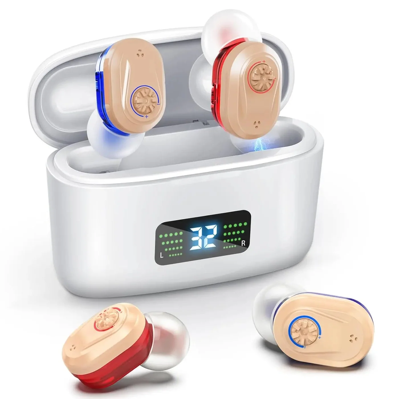 Magnetic charging case with glowing LED digital battery indicator